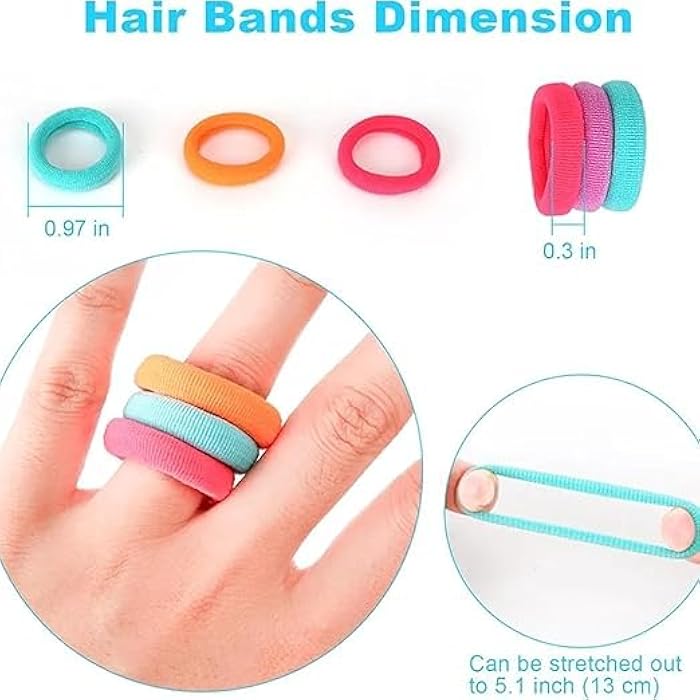 Baby Hair Rubber Bands Colorful For Thin and Thick Hair Cotton Ponytail Holders For Baby Kid Girls Hair Accessories Elastic Hair Ties Mini Claw Clips (Multicolor, Set of 75Pcs) - With Storage Box - Image 4
